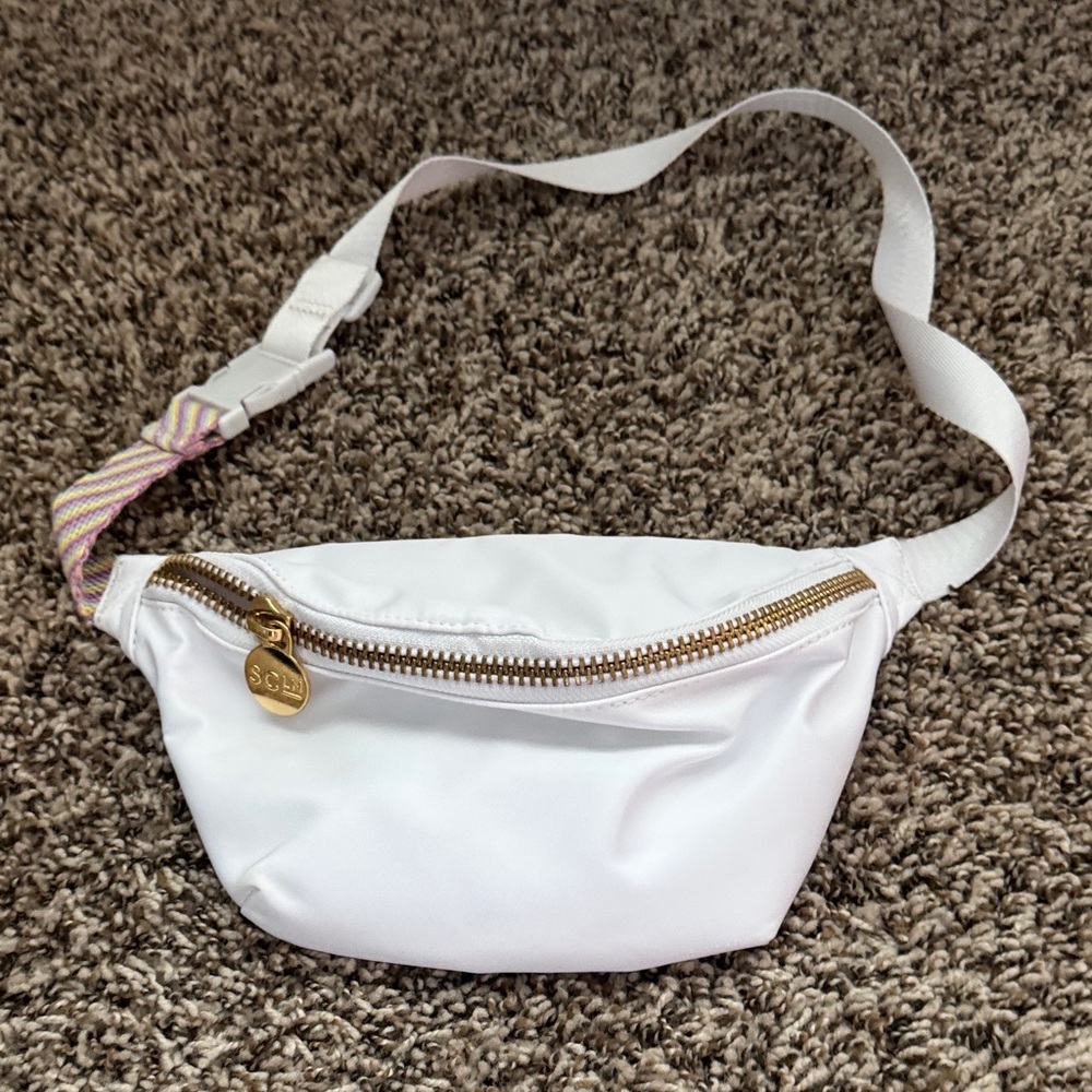 Stoney Clover Lane White Crossbody Bag with Gold Accents